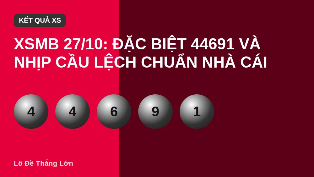 XSMB 27/10: Đặc biệt 44691 và nhịp cầu lệch chuẩn nhà cái